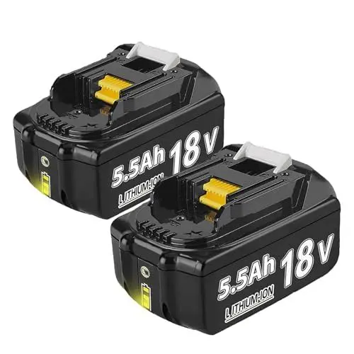 Produktbild: 2 Stück 5500mAh Ersatzakku für Makita 18V Akku BL1850 BL1850B BL1860B BL1860 BL1840B BL1840 BL1830 BL1835 BL1845 194204-5 LXT-400 mit LED Werkzeugakku