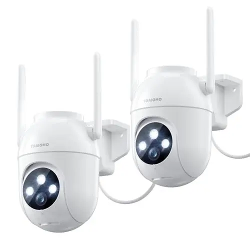 Produktbild: 2 Stück 5MP Überwachungskamera Aussen - Kamera Überwachung Aussen 2,4/5Ghz Wlan IP Kamera Outdoor Außenkamera Kabel 360°PTZ Videoüberwachung Aussen Camera Dome Homekit mit Automatischer Verfolgung