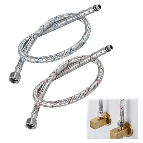 Produktbild: 2 Stück Anschlussschlauch Armatur G1/2 x M10, Wasserhahn Schlauch 60cm Flexschlauch Verlängerung 1/2 Zoll Geflochtener Edelstahl Panzerschlauch Anschlussschläuche für Mischbatterie