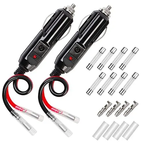 Produktbild: 2 Stück Auto Zigarettenanzünder Stecker, 12 V 24 V Autostecker Universalstecker Sicherung KFZ Zigarettenanzünder Verlängerungskabel für Kühlbox LKW Fahrzeuge Handstaubsauger