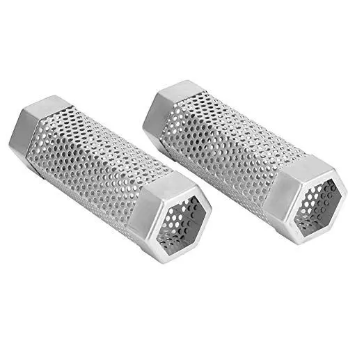 Produktbild: 2 Stück BBQ Grill Räucherrohr Netzrohr Pellets Räucherbox 6 Zoll Edelstahl Grillzubehör (Sechseckig)