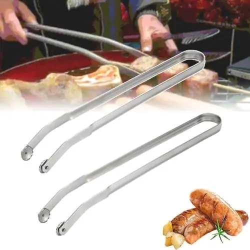 Produktbild: wenyujh 2 Stück BBQ Sausage Turning Tongs for Cooking, BBQ Grillzange Drehbar aus Edelstahl,Grillwurst-Wendezange, Lange Wurstzange mit drehbarem Rad, Küchenzange, BBQ Würstchen Wendezange Zum Kochen