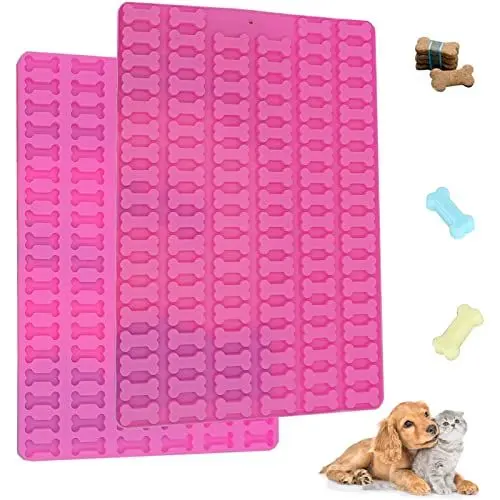 Produktbild: Meajore 2 Stück Backmatte Hundekekse, Mini Knochen Form Silikon Backmatte, Antihaftend, Rosa