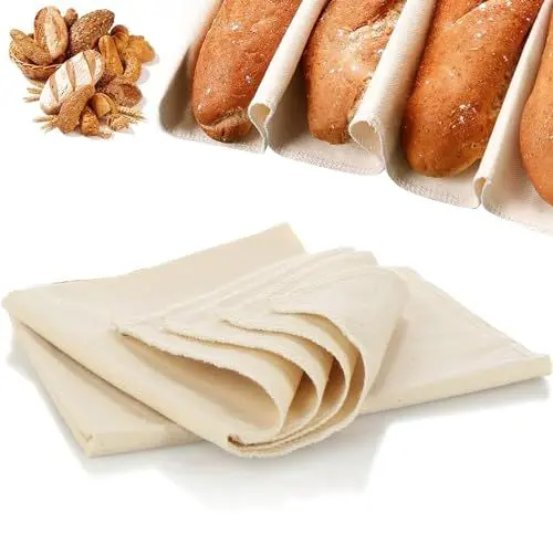 Produktbild: 2 Stück Bäckerleinen, Bäckerleinen Teigtuch Leinentuch zum Brot Backen Brot Backen Zubehör Bäckerleinen zur Teigzubereitung und zum Backen (77x45cm, 45x36cm)