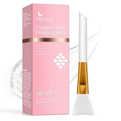 Produktbild: 2 Stück Collagen-Wickelmaske für die Nacht, Collagen-Peel-Off-Gesichtsmaske für die Nacht, Collagen-Gesichtsmaske spendet tiefe Feuchtigkeit,verkleinert die Poren,reduziert feine Linien&Fältchen–75ml