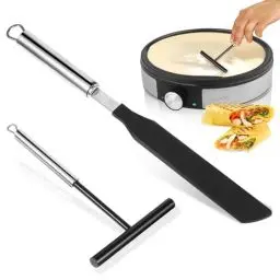 Produktbild: 2 Stück Crepes Verteiler und Wender, Crepes Verteiler, Teigverteiler für Crepes, Crepes Wender, Crepe Tool, Edelstahl Crepe Teigverteiler für Küche Pfannkuchen Backwerkzeuge (Spachtel+ Teigverteiler)