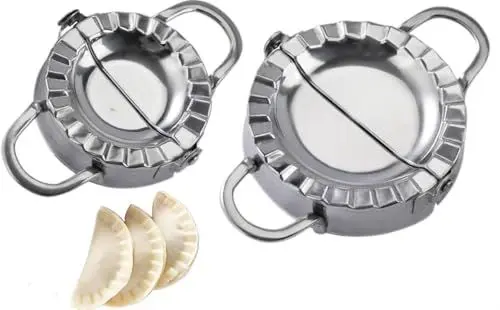 Produktbild: 2 Stück Dumpling Maker, Edelstahl Ravioli Dumpling Maker, für Dumpling Ravioli machen(Klein 76 mm, Groß 95 mm)