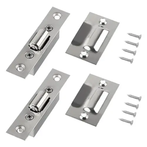 Produktbild: 2 Stück Edelstahl Kugelschnäpper, Verdeckte Türschnapper Haustür Verstellbarer Frühling Rollen Schnäpper 20mm mit Schrauben für Türen von Küchen Schlafzimmern Badezimmern