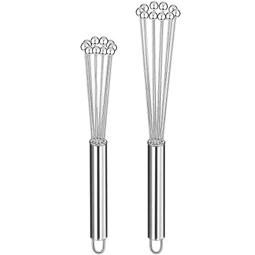 Produktbild: 2 Stück Edelstahl Schneebesen, Draht Ei Schneebesen Set, Rührblitz Schneebesen, Küche Schneebesen zum Kochen, Mischen, Schneebesen, Schlagen, Rühren (10 Zoll und 12 Zoll)