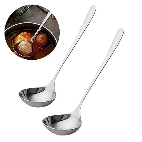Produktbild: 2 Stück Edelstahl Suppenkelle Saucenlöffel Suppenkelle Servierlöffel für Hotel Home Restaurant Küche(Silber)