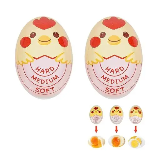 Produktbild: 2 Stück Eieruhr zum Mitkochen(Hart/Mittel/Weich),Egg Timer,Timer für Gekochte Eier,Neuzeit Eieruhr,Auswahl des Reifegrads von Eiern je Nach Temperatur,für Zuhause, Schule,Restaurant
