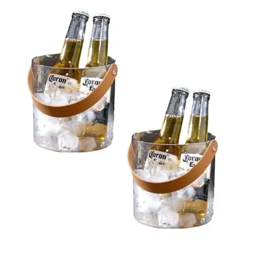 Produktbild: 2 Stück Eiskübel, Kunststoff-Weinkühler, Eiskübel, Weinkübel, Getränkewannenkühler, Heimbar-Zubehör für Champagner, Getränke, Wein, Bier