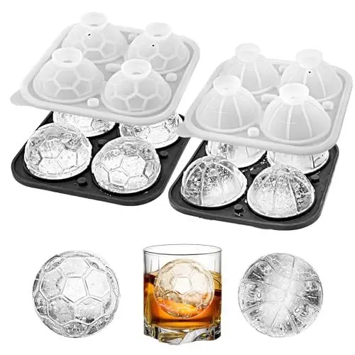 Produktbild: 2 Stück Eiswürfelform Silikon mit Deckel,Runde Eiskugelform BPA Frei,60mm Eiswürfelform für Cocktails, Whiskey, Wein, Saft und Cola