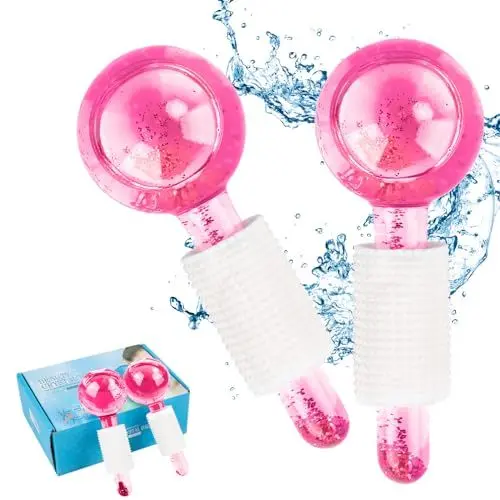 Produktbild: 2 Stück Facial Ice Roller, Gesichtsroller Massage, Facial Ice Globes, Ice Face Roller für Eis-Gesichtsbehandlung, Reduziert Schwellungen, Strafft die Haut, Verbessert die Durchblutung (Rosa)
