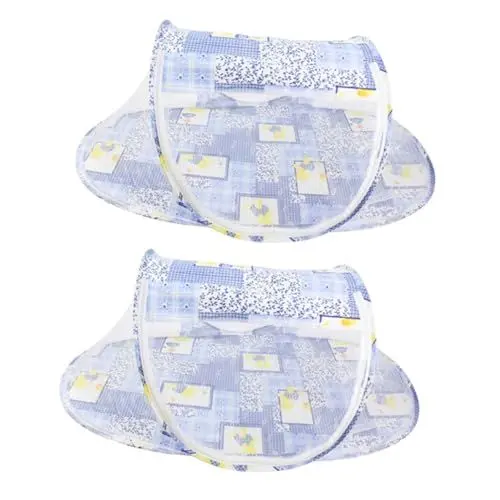 Produktbild: 2 Stück Faltbares Babybettnetz Babybettbett Babypuppenbettnetz Blau TOYANDONA