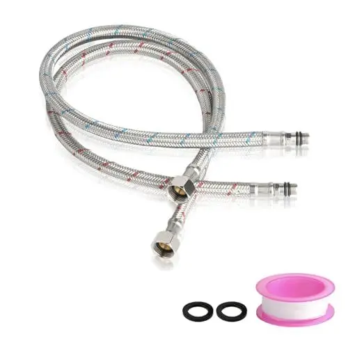 Produktbild: 2 Stück Flexschlauch 3/8 zoll, Edelstahl Geflochtener Anschlussschlauch, Armatur G3/8 x M10 Wasserhahn Schlauch Verlängerung, Panzerschlauch 60cm, Flexschlauch Verlängerung für Mischbatterie