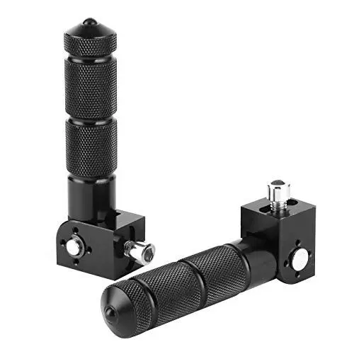 Produktbild: 2 Stück Fußrasten Fußrasten, KIMISS Aluminium Fußrasten Fußrasten Pedale 90 Grad Klappbare Stützstange Universal für Motorrad Elektroauto 8MM(Schwarz)