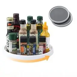 Produktbild: 2 Stück Gewürzregal Drehbar,Gewürzregal Drehteller,Drehbares Gewürzregal Organizer für Gewürze und Vorratsdosen,Gewürzregal für Schranktür,Küchen Gewürzhalter Organizer,Gewürzregal Stehend (2 x 25cm)