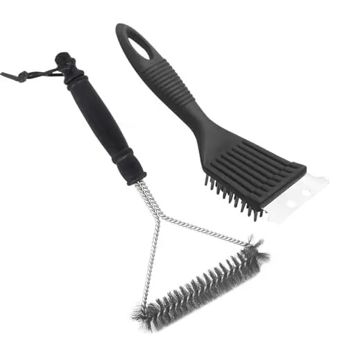 Produktbild: 2 Stück Grillbürste BBQ Grill Reinigungsbürste und Schaber Grill Bürste Edelstahl Dreieckige Grillbürste Grillrost Bürste für Gasgrill Holzkohlegrill