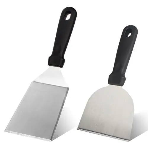 Produktbild: Devenirriche 2 Stück Grillspachtel Edelstahl, Grillspatel-Ständer für Feuerplatte, Teppanyaki, grill zubehör