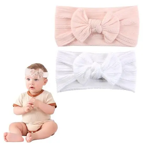 Produktbild: 2 Stück Haarband Für Mädchen, Stirnband Baby Mädchen und Junge,Stirnband Kinder,Baby Haarspangen,Baby Schleifen Haarband,Haarband Baby,Haarband Baby Mädchen, Geschenk Baby Mädchen
