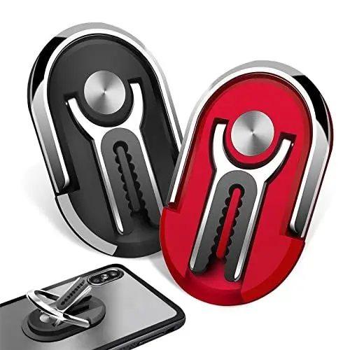 Produktbild: JEEZAO 2 Stück Handyhalter fürs Auto, Finger Handy Ring Halterung, 360° Rotation, Multifunktionaler Universeller Handyhalter, Verwendet für Auto Luftaustritt, Hause (Schwarz + rot)
