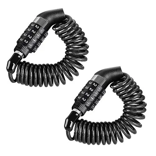Produktbild: 2 Stück Helmschloss 150 cm Kabelschloss mit 4 Stellig Zahlenschloss Fahrradhelmschloss Fahrradschloß Zahlencode Motorradhelm Schloss für Fahrrad Tricycle Motorrader Bike Lock