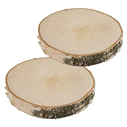 Produktbild: 2 Stück Holzscheiben, Runde Holzplatte 17-20 cm Durchmesser, ca. 25 mm Dick, Kiefernholz, Polierte Baumscheiben für DIY, Basteln und Hochzeitsdeko, Natur Holz Log Scheiben