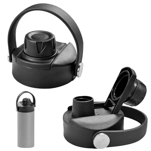 Produktbild: 2 Stück Hydro Flask Straw Lid, 8.5cm Hydro Flask Deckel, Hydroflask Straw Lid, Ersatzdeckel Trinkflasche, Deckel Trinkflasche Ersatz Geeignet für Yoga Laufen Radfahren Autofahren (Schwarz)