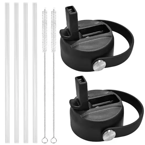 Produktbild: 2 Stück Hydro Flask Straw Lid, Hydro Flask Deckel mit Trinkhalm Reinigungsbürste, Hydroflask Straw Lid, Ersatzdeckel Trinkflasche, Deckel Trinkflasche Ersatz Kompatibel mit den meisten Wasserflaschen