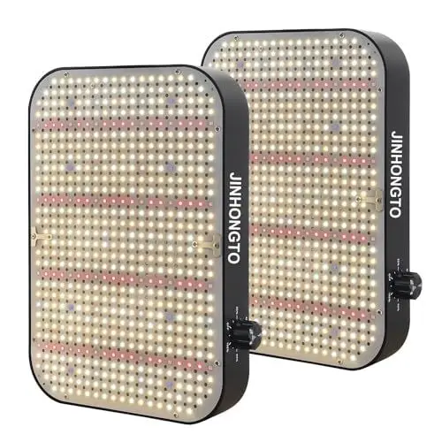 Produktbild: 2 Stück JINHONGTO Leichte Grow Lampe mit ABS-Gehäuse 65 Watt (600W Äquivalent), Vollspektrum LED Pflanzenlampe mit IR UV, Dimmbare Grow Light mit Daisy-Chain-Funktion, Pflanzenlicht für Zimmerpflanzen