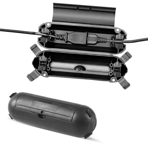 Produktbild: 2 Stück Kabelbox Wasserdicht, Wasserdichter Safe Box IP44 Schutzbox für Verlängerungskabel 21x7x7cm Sicherheitsbox für Kabelverbindungen Im Freien für Elektrowerkzeug (Schwarz)
