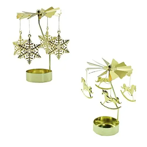 Produktbild: 2 Stück Teelicht Karussell, Kerzenhalter Rotierender Teelichthalter Kerzenständer, Schwimmkerzen Teelichter, Deko für Tischdeko Hochzeit Wohnzimmer Weihnachten