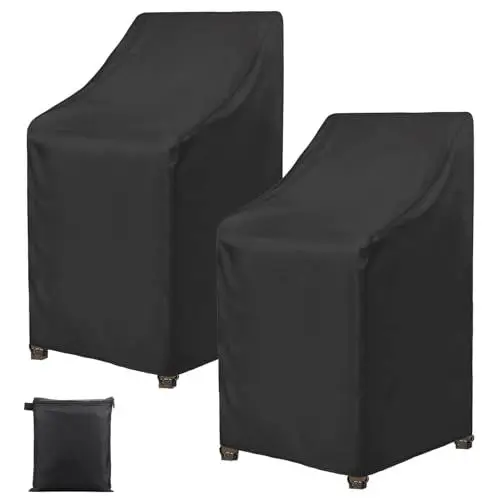Produktbild: 2 Stück Klappstühle Schutzhülle, Wasserdicht Schutzhülle für Gartenstühle, Winterfest Gartenstuhl Abdeckung für Stapelstühle, UV-Beständige Hülle Gartenmöbel Oxford Stuhlabdeckung 75x75x120cm