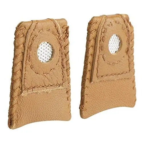 Produktbild: 2 Stück Kleine Leder-Finger-Finger-Sets mit Metallspitze, Handarbeitszubehör, Näh-Fingerhut-Ringe und Leder-Münz-Fingerhut für Handarbeiten, Handstickerei