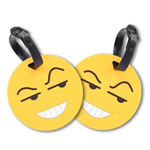 Produktbild: 2 Stück Kofferanhänger Gepäckanhänger aus PVC mit Namen- und Adressschild Kofferschild Smiley V1