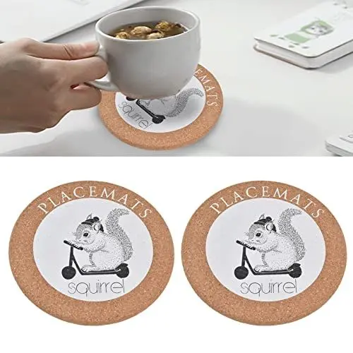 Produktbild: Julyue 2 Stück Korkuntersetzer für Getränke, 7,6 cm Runde, Saugfähige Korkuntersetzer für Getränke, Niedliches Cartoon-Tiermuster, Wiederverwendbare Kaffeeuntersetzer für Küchentisch, Heimbüro(B)