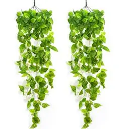 Produktbild: 2 Stück Künstliche Pflanzen, Künstliche Pflanzen Hängend, Künstliche Grüne Hängende, Künstliche Pflanzen Hängend Set, Künstliche Hängepflanzen im Topf, für Hochzeit Hausgarten Wanddekoration