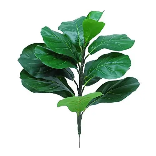 Produktbild: 2 Stück Künstlicher Geigen Blatt Baum, 20,9 Zoll Gefälschte Pflanzen mit 14 Blättern, Künstliche Grüne Stiele, Gefälschter Feigen Blatt Baum für Wohnbüro Wohnzimmer Dekor (2Stk)