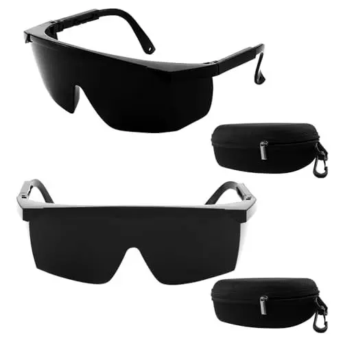 Produktbild: 2 Stück Laserschutzbrille, IPL Schutzbrille 190 nm - 2000 nm , UV Schutzbrille, für Laser-Kosmetologie-Bediener, Augenschutz und Laser-Haarentfernung, Bräunung, Rotlichttherapie (inkl. Schutzbox)