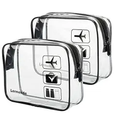 Produktbild: 2 Stück Lermende Transparente Kulturtasche, TSA-geprüft Kosmetiktasche, Reise, Handgepäck, Transparente Tasche， Flughafen-konforme Tasche, Reisezubehör Quartgröße, 3-1-1 Kit Gepäcktasche (schwa