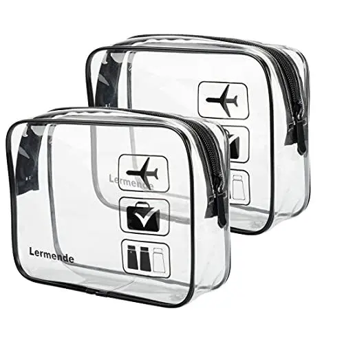 Produktbild: 2 Stück Lermende Transparente Kulturtasche, TSA-geprüft Kosmetiktasche, Reise, Handgepäck, Transparente Tasche， Flughafen-konforme Tasche, Reisezubehör Quartgröße, 3-1-1 Kit Gepäcktasche (schwa