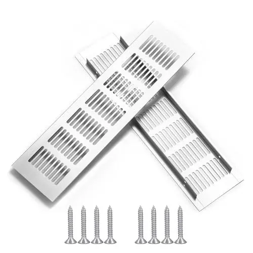 Produktbild: 2 Stück Lüftungsgitter Aluminium, Belüftungsgitter Rechteckig 30 x 8 cm mit 8 Schrauben Türlüftungsgitter Abluftgitter Korrosionsschutz fur Belüftung von Schränken und Schlafzimmern