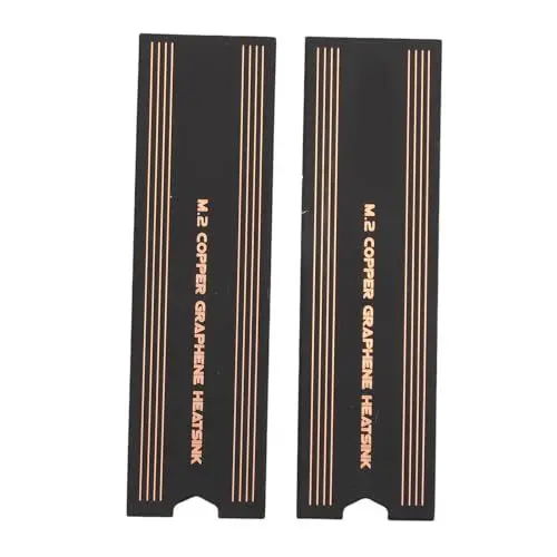 Produktbild: 2 Stück M.2 NVMe Kühlkörper, Zweischichtiger Graphen Kupfer Kühlkörper mit Einfacher Installation, Schlankes Design, für Schlanke 2280 M.2 NVMe SSDs, Kompatibel mit Laptops