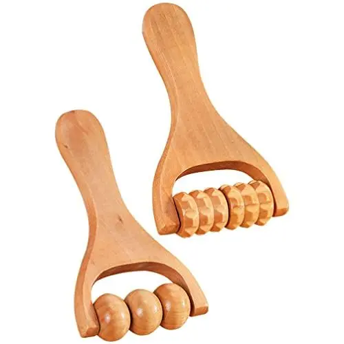 Produktbild: 2 Stück Massageroller Holz Triggerpunktroller Körper Gesichtsroller Gesicht Hals Anti- Für Gua Sha Scraping Massage-Tool
