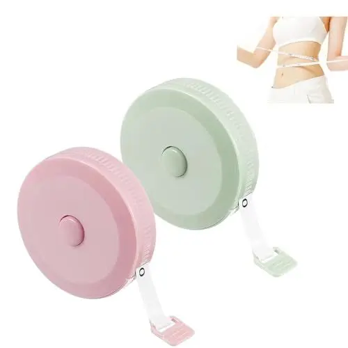 Produktbild: 2 Stück Maßband Körper, 150CM Schneidermaßband Measuring, Einziehbares Maßband Nähen Measuring Tape zum Messen von Länge, Brust, Taille, in cm und inch (Grün+Rosa)