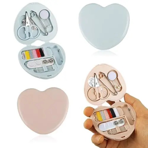 Produktbild: 2 Stück Mini Reise Nähset, Reisenähset Klein Nadel und Faden Set Tragbares DIY Nähzubehör Nähwerkzeug Set Nähprojekt mit Fäden Schere Handnähnadeln (Blau + Rosa)