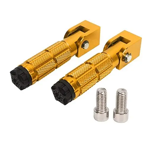 Produktbild: 2 Stück Motorrad Faltbare Fußrasten M8 rutschfeste Aluminiumlegierung Universal Sozius Fußraste Fußraste Unterstützt Pedal für Fahrräder ATV UTV Go Kart (Gold)