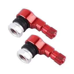 Produktbild: 2 Stück Motorrad Reifenventil, 11,3mm 90 Grad Reifen Ventilschaft Aluminiumlegierung Motorrad Felgenventil Rad Reifenventil Vorbauten Kappen Motorradventil mit Gummidichtung (Rot)