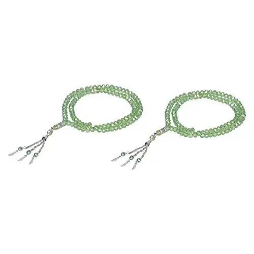 Produktbild: 2 Stück Muslimische Gebetskette, 99 Perlen, Mihrab-Trennzeichen, Exquisites Design, Tasbih-Gebetskette für Handtasche, Tamarindenholz, Tasbih-Gebetskette, Islamische Gebetskette(Smaragd)